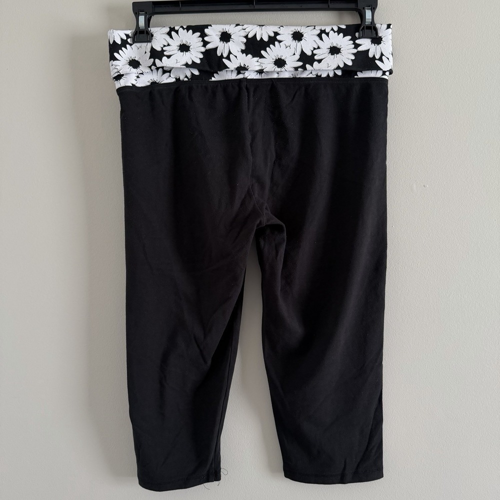 Victoria's Secret PINK Yoga Foldover Cropped Pants Black Rhinestone Sz Large Y2K - Picture 4 of 9